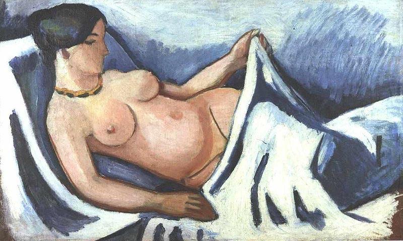 August Macke Reclining female nude Sweden oil painting art